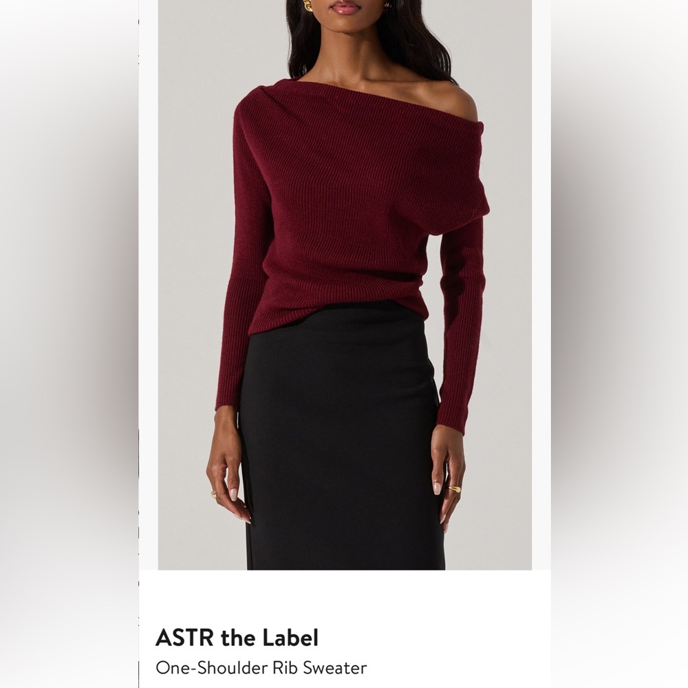 ASTR Off-Shoulder Burgundy Sweater